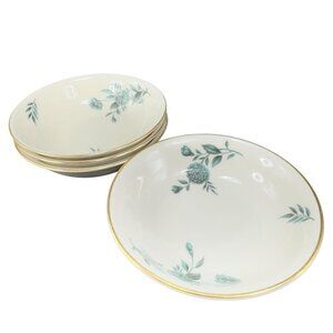 Pickard Fine Porcelain Diana Deep Dish Bowl 5in Dishes USA Green Ivory Set 4 VTG